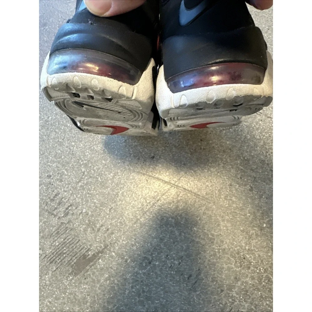 Nike Air Shoes Kids Black Sz 12C Air More Uptempo Red Toe FB1343-001 Logo Retro
